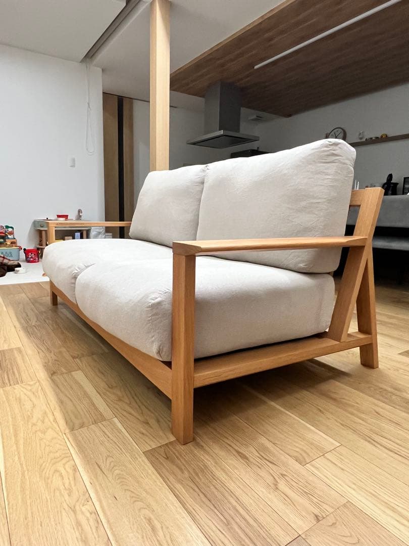 無印良品 ソファ本体木製フレーム フェザーポケットコイル２．５シーター
