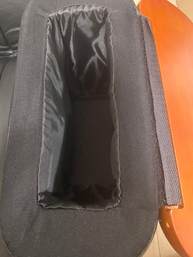 リクライニング 1人掛けソファ 黒　ウッド調　収納付き