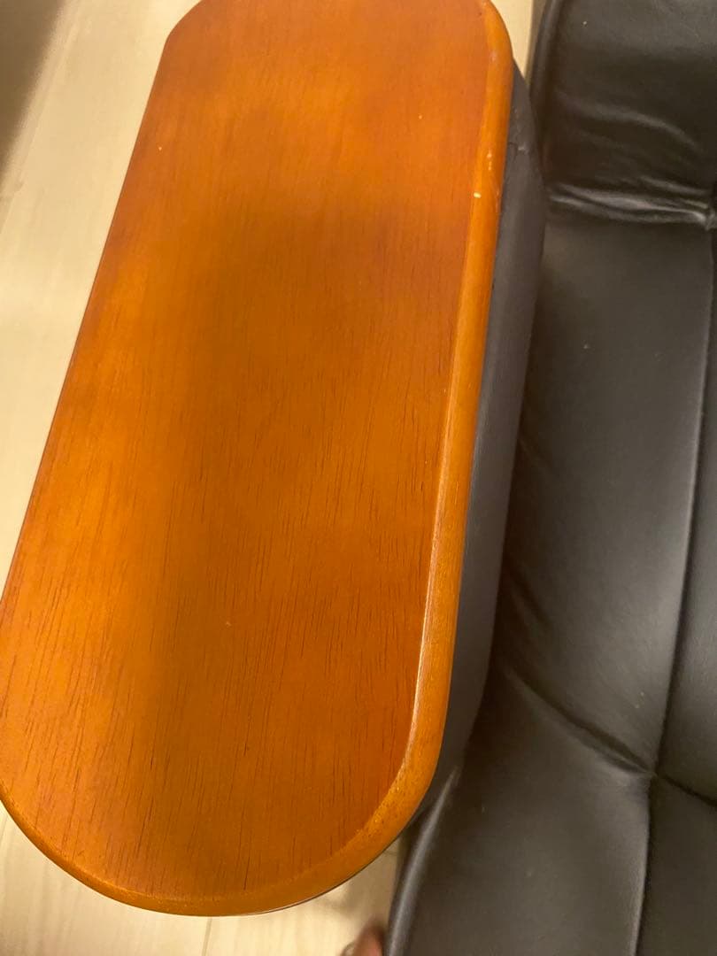 リクライニング 1人掛けソファ 黒　ウッド調　収納付き