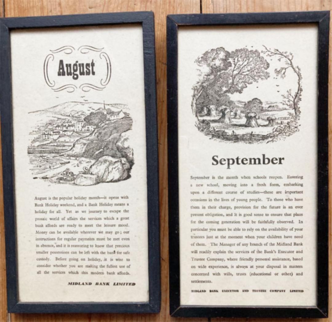 壁面飾り 銀行 額装アンティークMidland Bank1850 UK