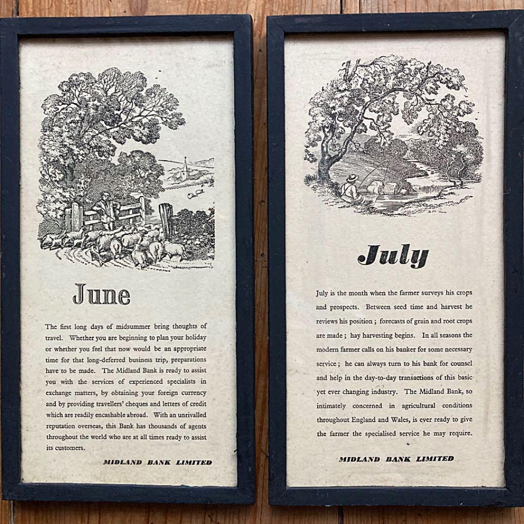 壁面飾り 銀行 額装アンティークMidland Bank1850 UK