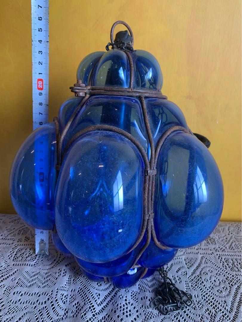 アンティーク硝子照明ブルー