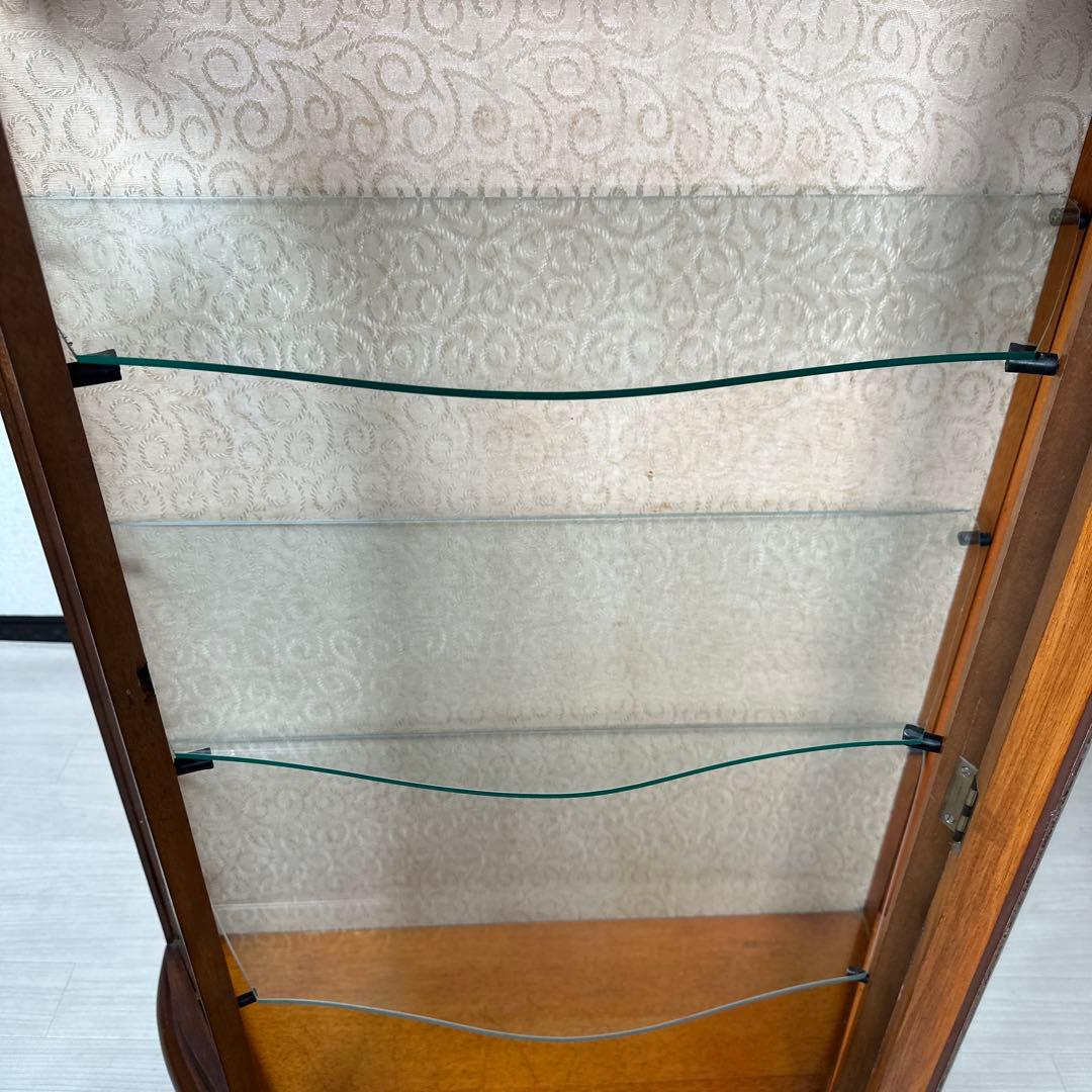 英国アンティークスタイル サーペンタインフロント 猫脚 飾り棚 is2※