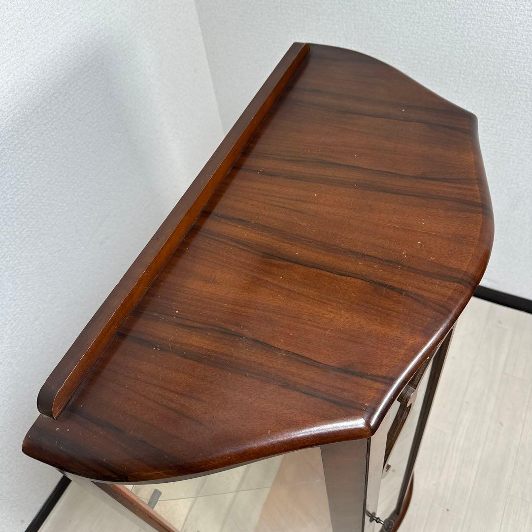 英国アンティークスタイル サーペンタインフロント 猫脚 飾り棚 is2※