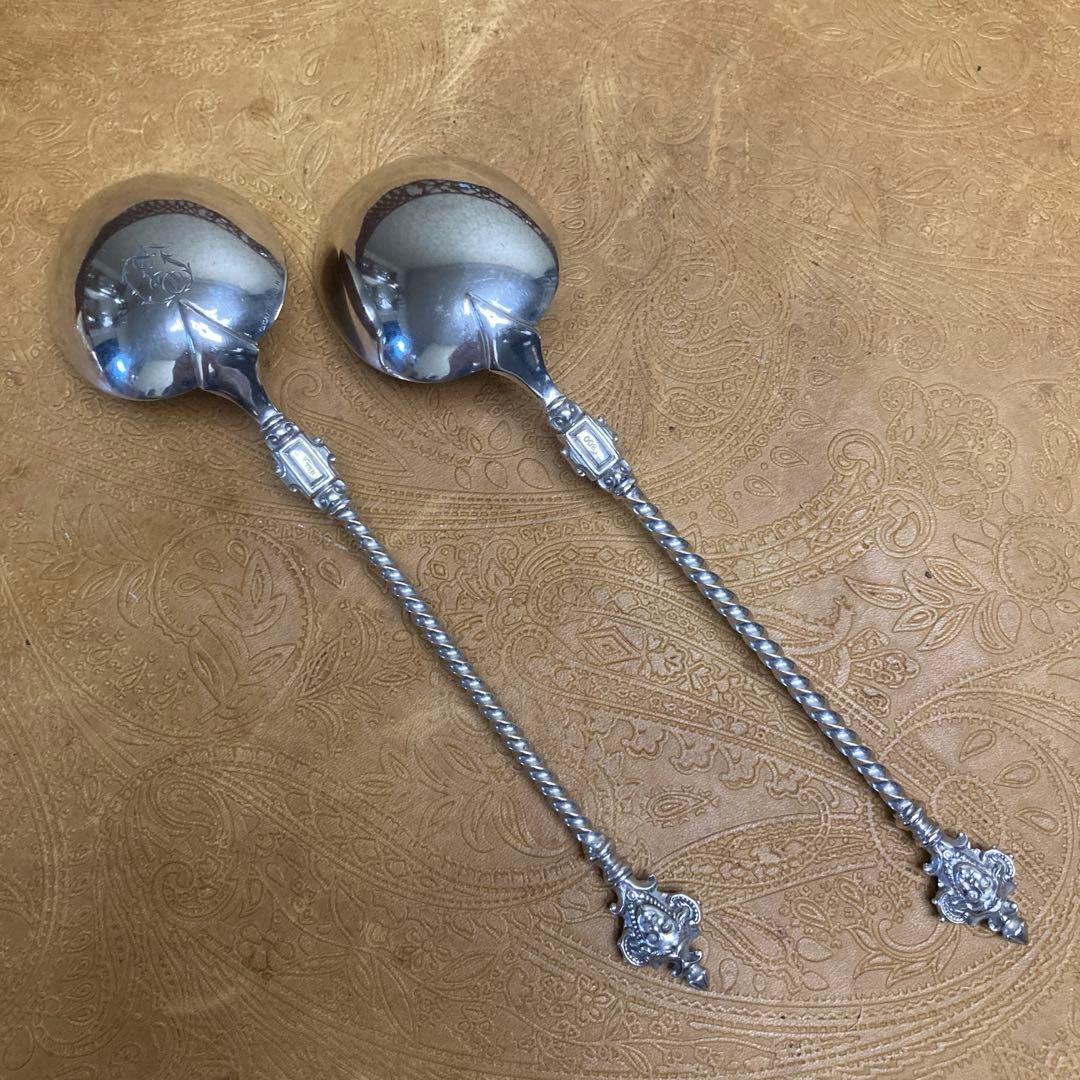 【純銀/約109g】スプーン/21cm 2点【マスカロン】