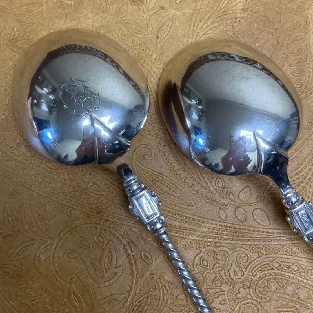 【純銀/約109g】スプーン/21cm 2点【マスカロン】