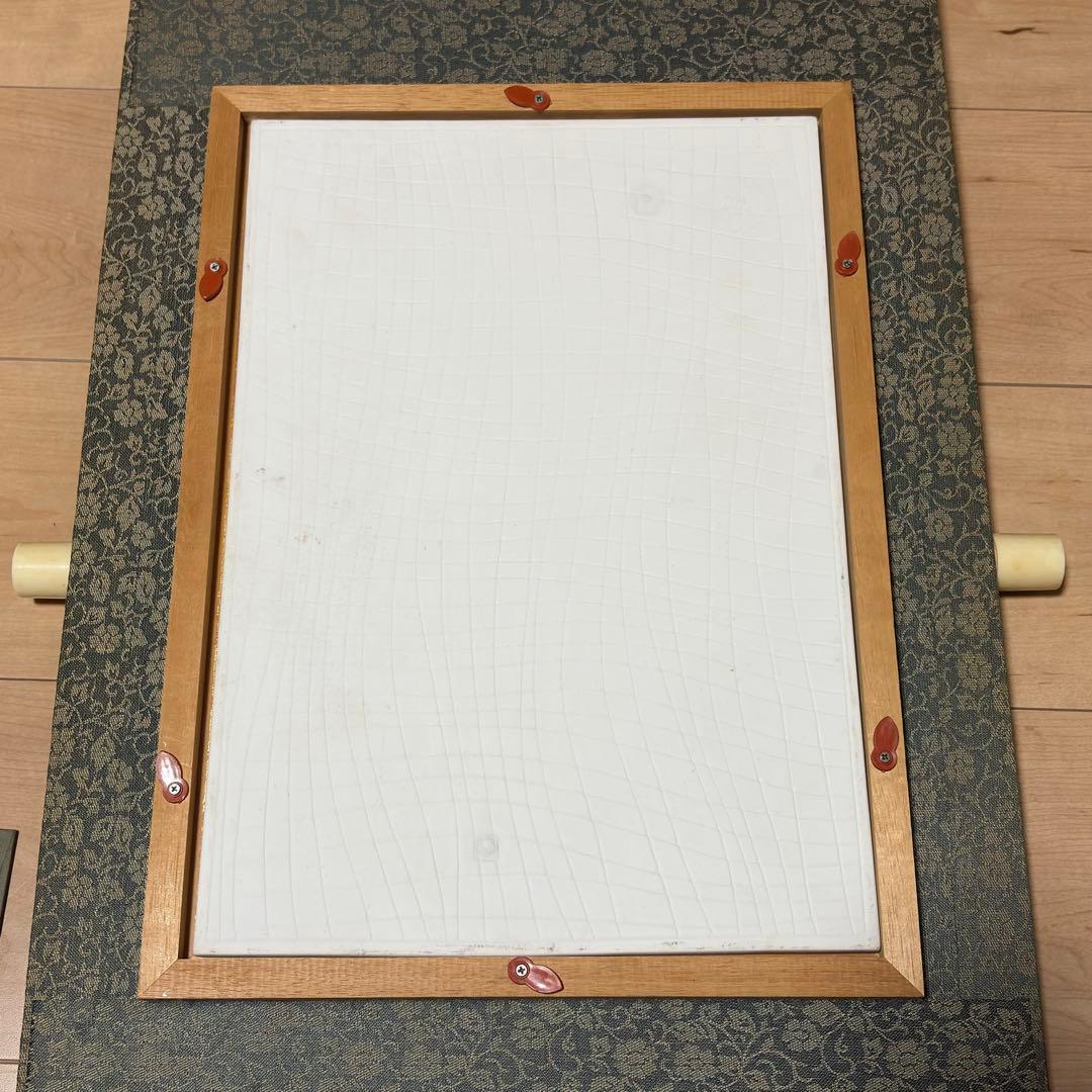 掛軸 陶磁画 応接間 玄関 茶室 書斎 装飾品 工芸品 置物 雀 鶉 梅 竹