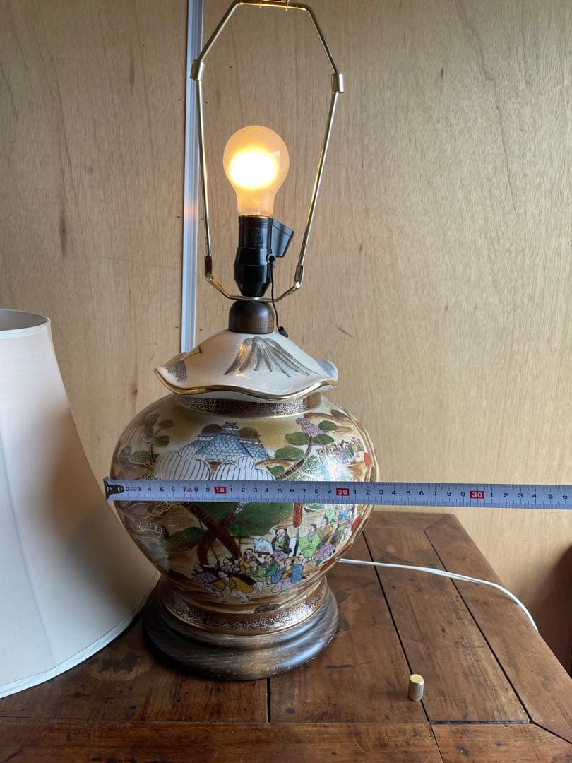 【美品】大壺ランプ 豪華金彩 陶器55cm 和風絵付け　九谷焼