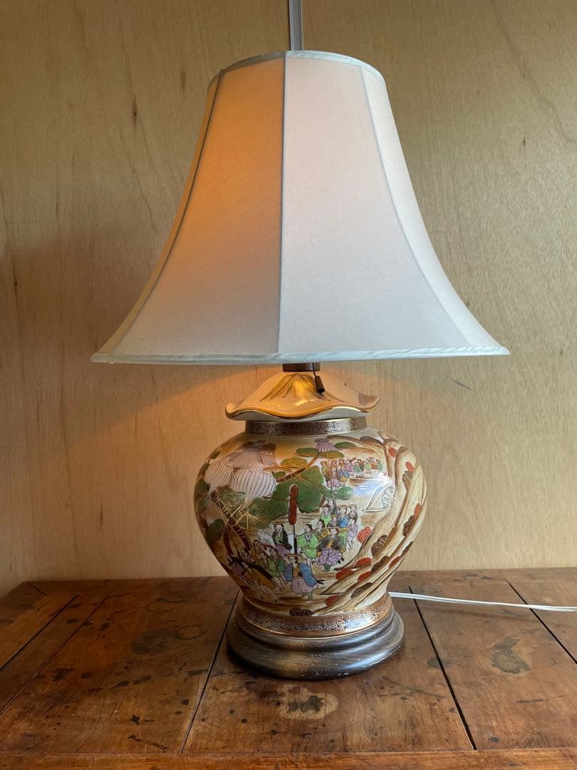 【美品】大壺ランプ 豪華金彩 陶器55cm 和風絵付け　九谷焼