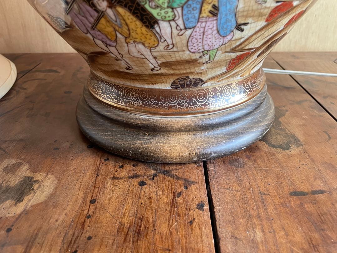 【美品】大壺ランプ 豪華金彩 陶器55cm 和風絵付け　九谷焼