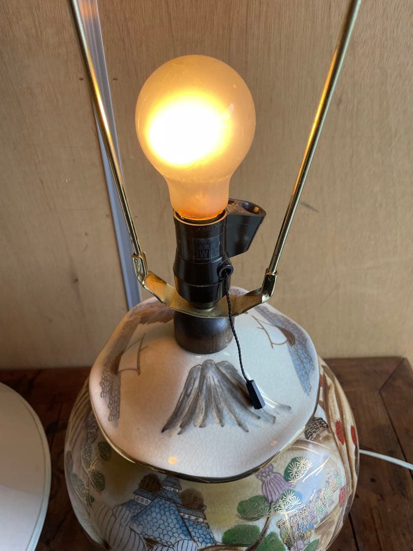 【美品】大壺ランプ 豪華金彩 陶器55cm 和風絵付け　九谷焼