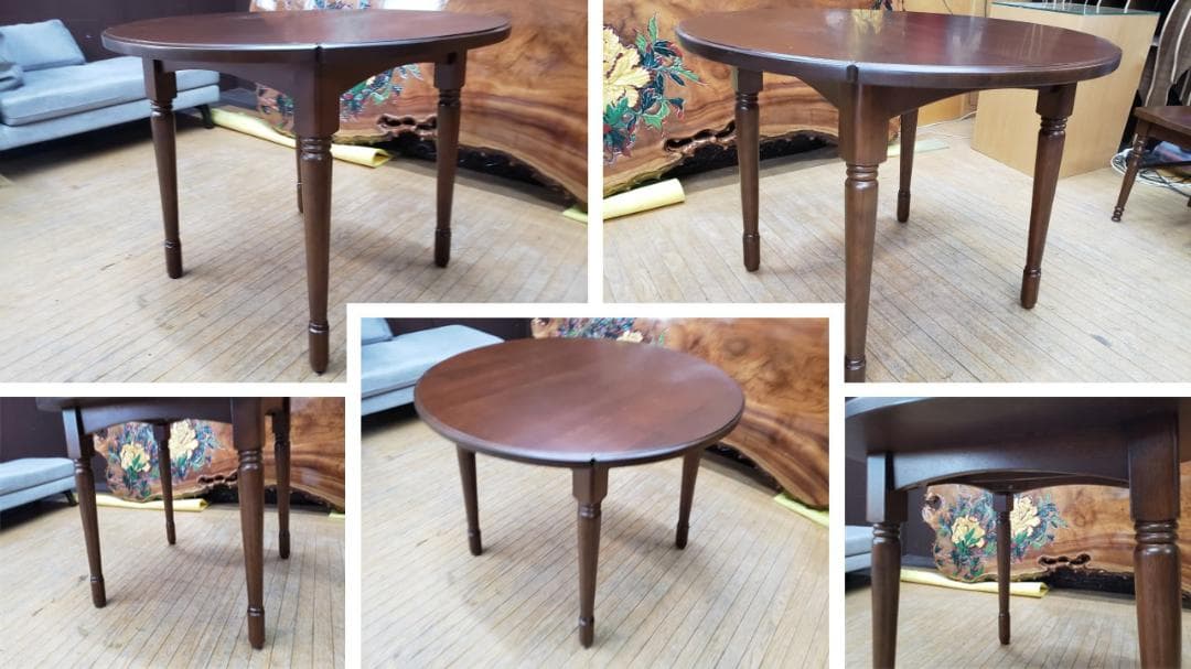 a34　美品　起立木工　ラウンドテーブル　ダイニング３点セット