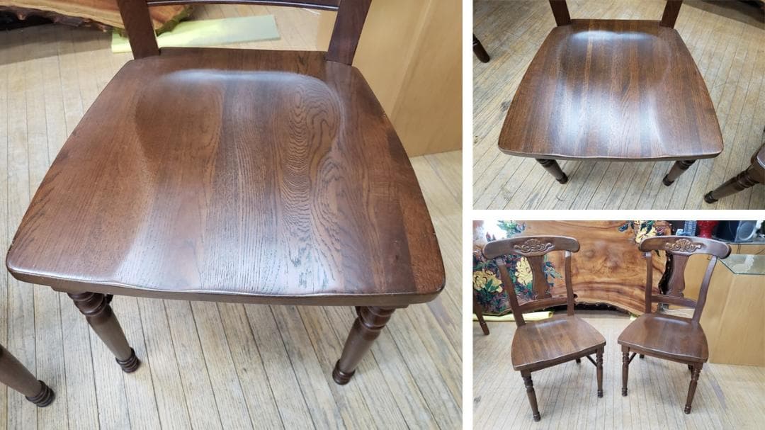 a34　美品　起立木工　ラウンドテーブル　ダイニング３点セット