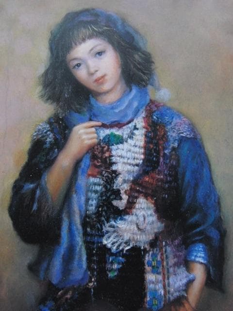 設和幹、【少女】、希少な大判額装用画集より、美品、日本人画家、新品額装付