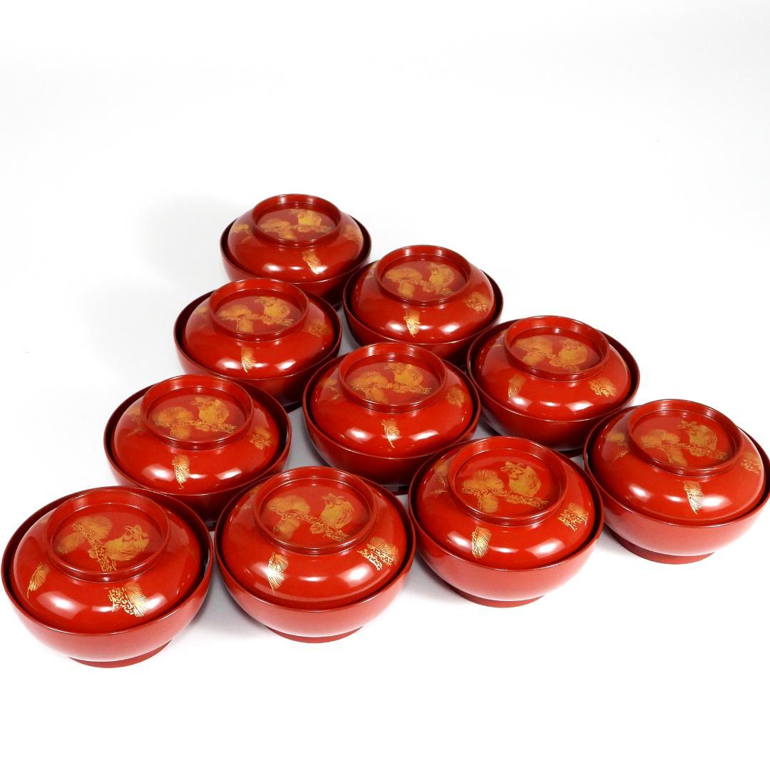 漆器　輪島塗　金蒔絵　木製　蓋付椀　お煮物椀　吸物椀　10客