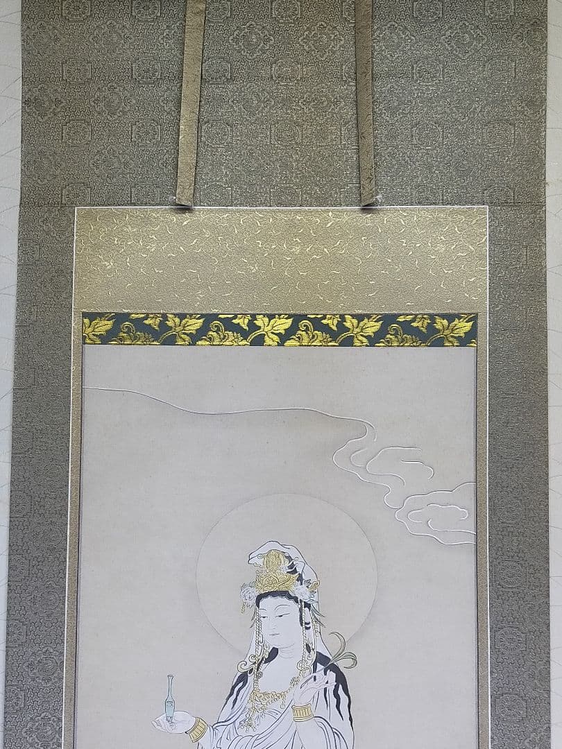 ♥購入価格１７万５千円　掛軸　森島 三謙　白衣観音　観音像　観音様　仏像　掛け軸