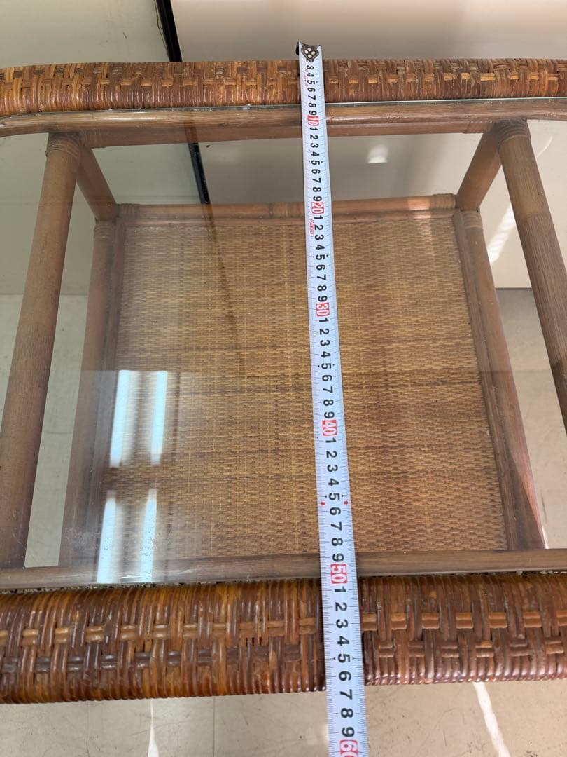 福岡発 ラタン ガラス ダイニングテーブル チェア2脚セット 食卓机椅子