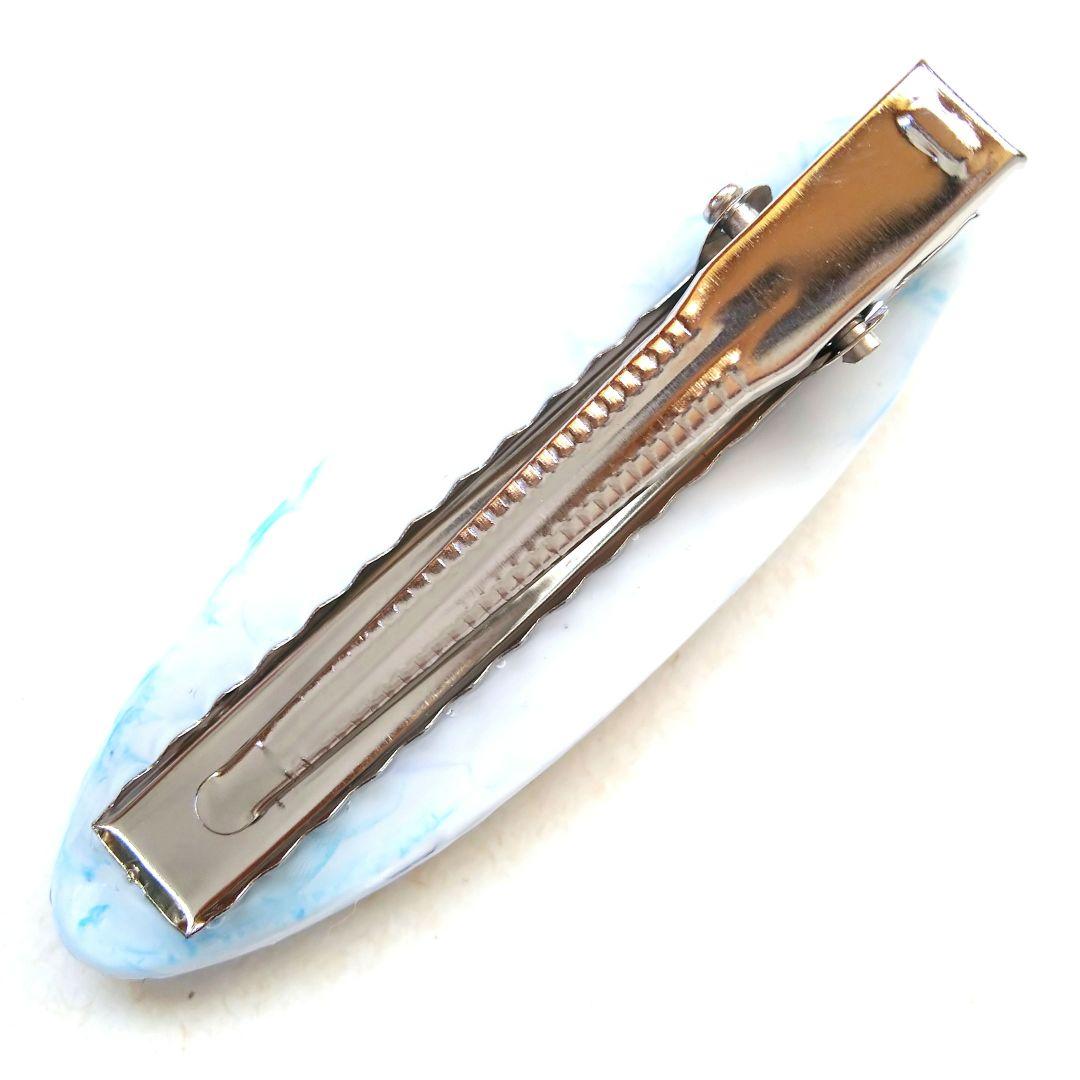 ヘアゴム レジン 横長オーバル型 マトリカリアとキラキラ桜景色 ミントグリーン