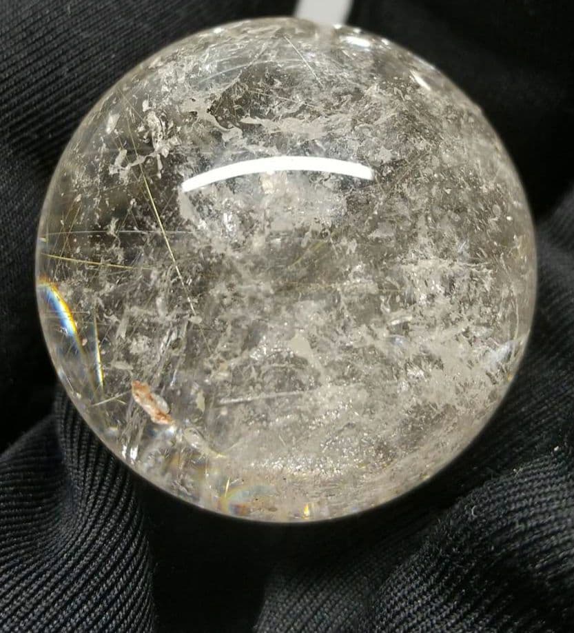 超希少　レインボー入り　ルチルクォーツ　スフィア　丸玉　天然石