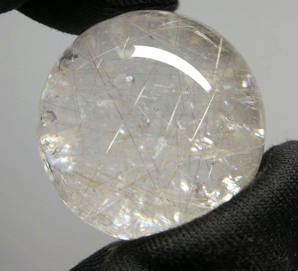 超希少　レインボー入り　ルチルクォーツ　スフィア　丸玉　天然石