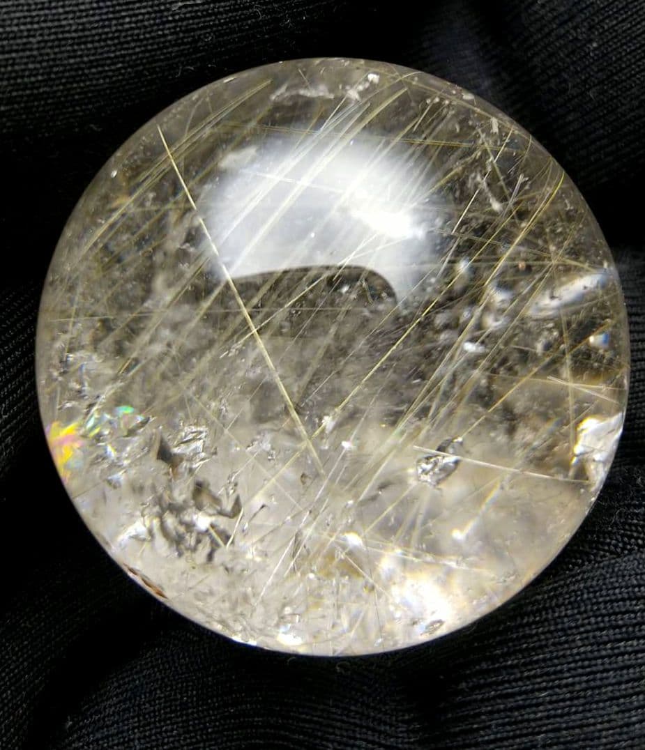 超希少　レインボー入り　ルチルクォーツ　スフィア　丸玉　天然石