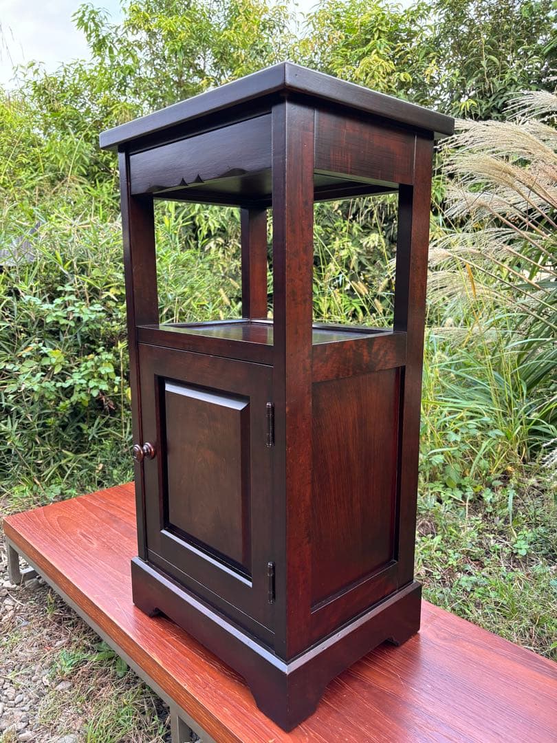 北海道民芸家具 カバ無垢材 電話台 サイドテーブル 飾り台 花台