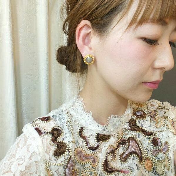 312＊アンティークゴールド グレージュ パール 大人女子 ヴィンテージ