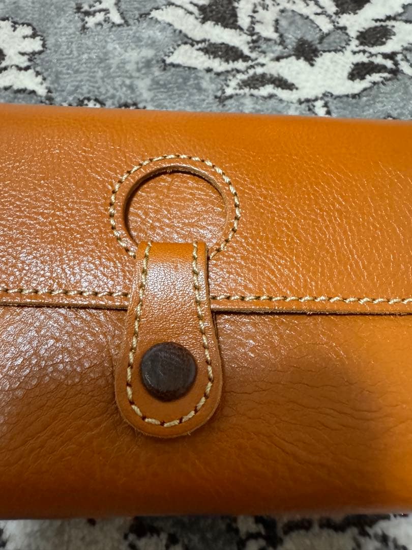 オレンジ レザー メガネケース