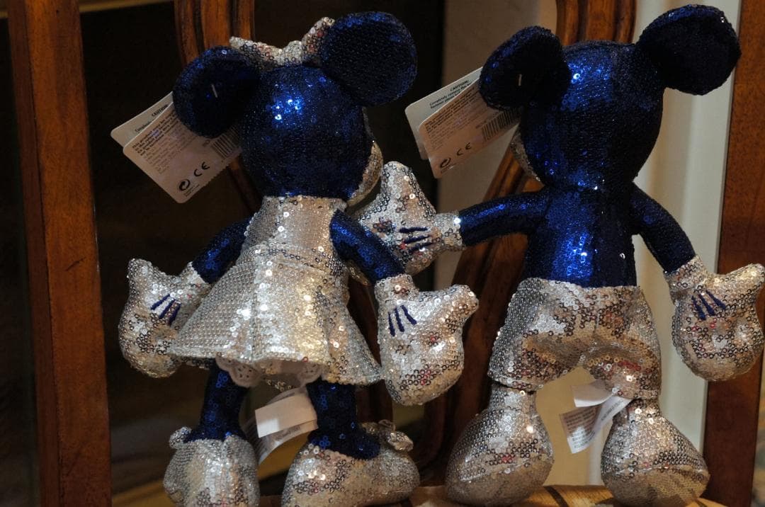 ディズニー ミッキー ミニー ぬいぐるみ セット スパンコール＆ラインストーン
