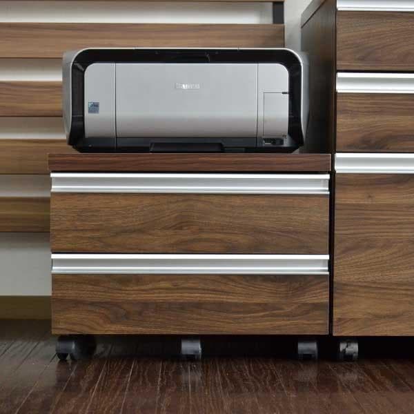 《新品・送料無料》プリンターワゴン 引出し ウォールナットブラウン