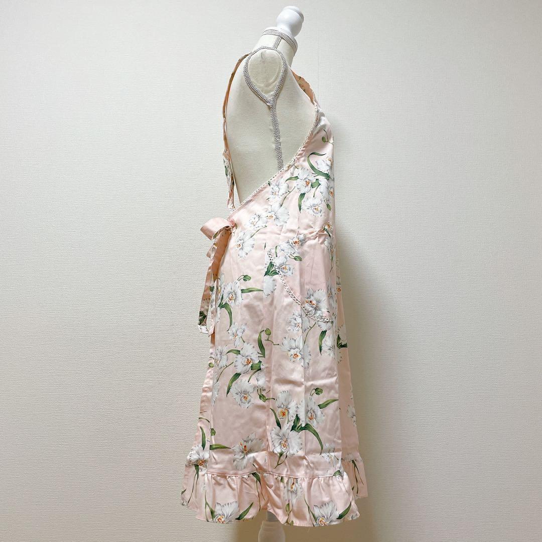 タグ付き　クリスチャンディオール　エプロン　ピンク×ホワイト　花柄　カトレア