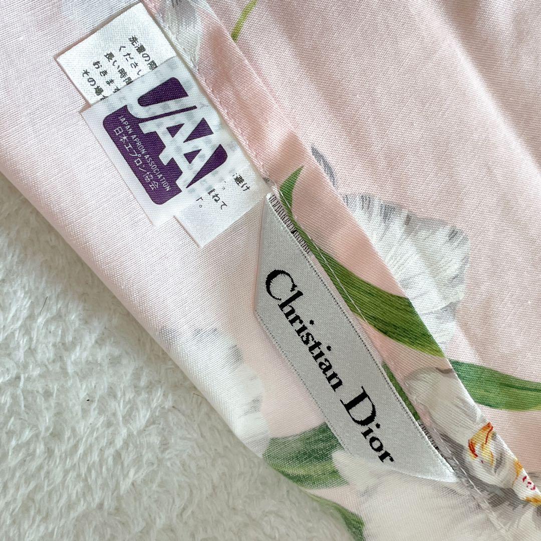 タグ付き　クリスチャンディオール　エプロン　ピンク×ホワイト　花柄　カトレア