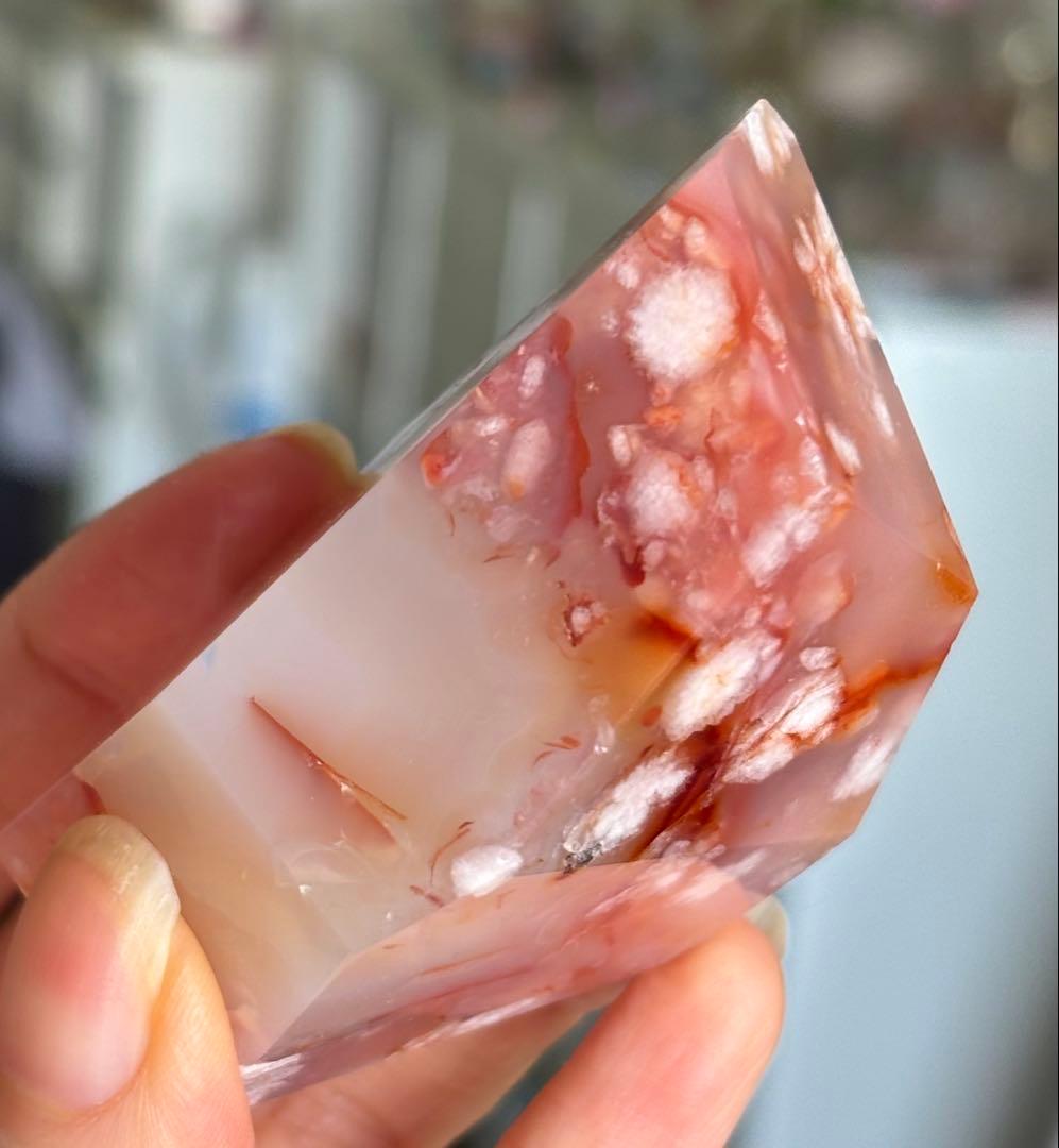 レア　高品質　カーネリアン桜瑪瑙　大きめフリーフォーム