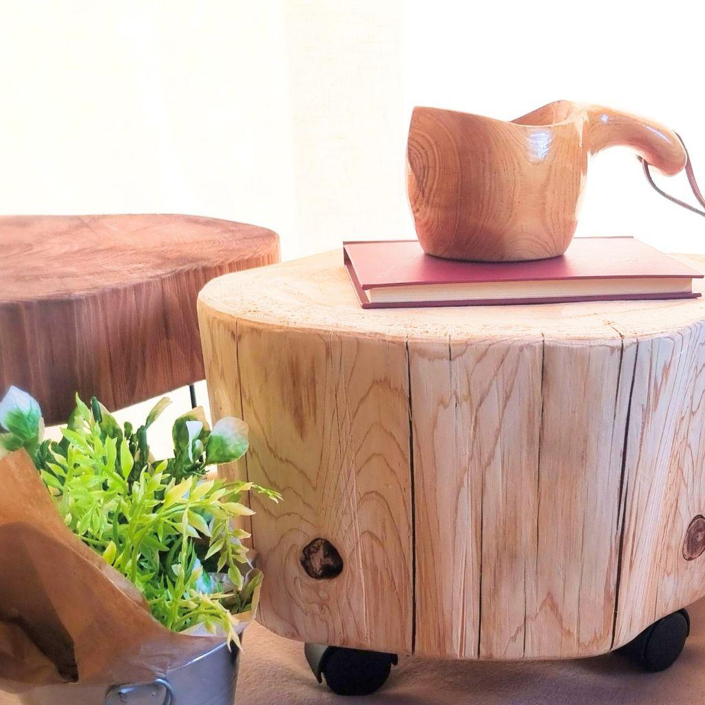 天然アロマ 東濃ひのきのテーブル キャスター付き サイズ大 無垢無塗装