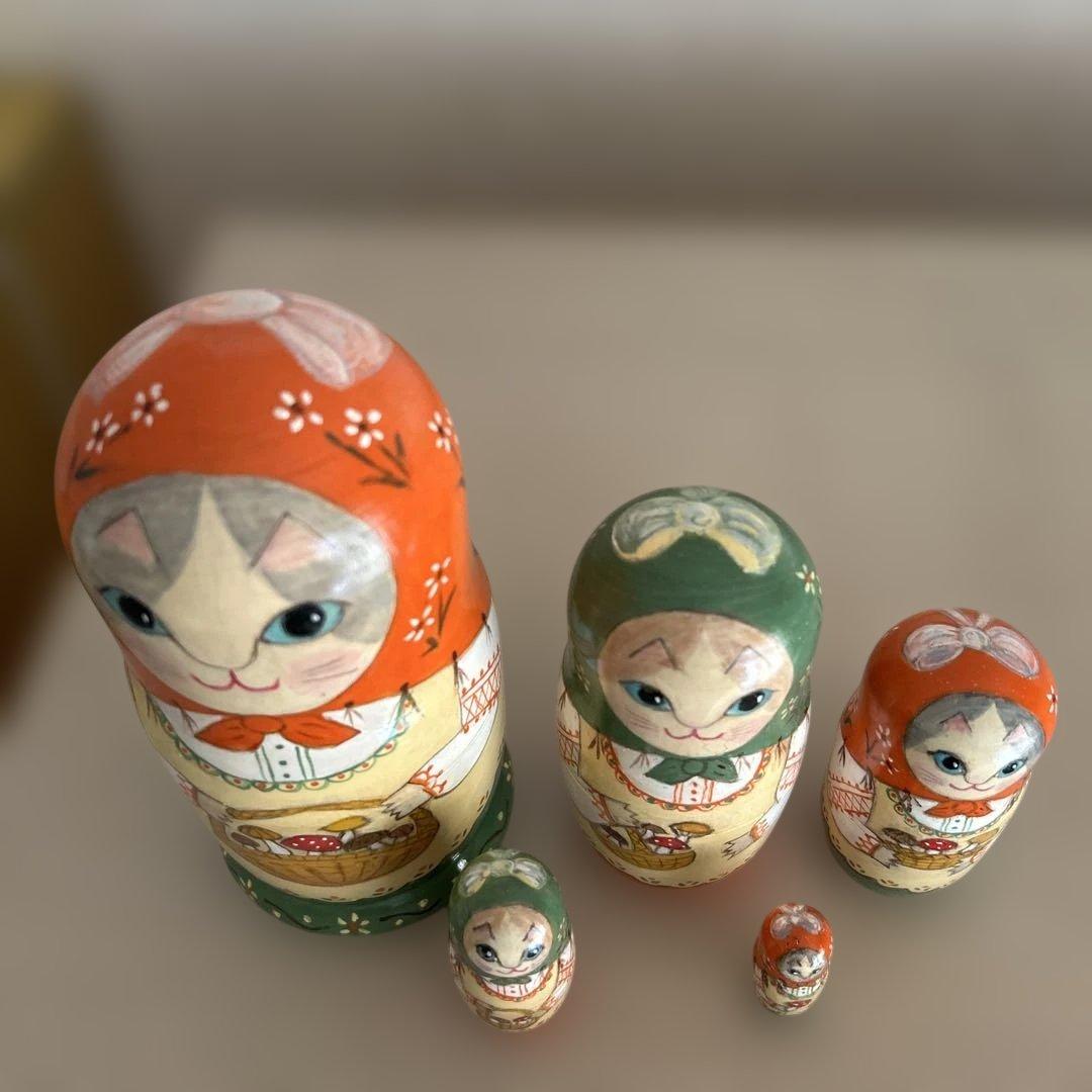 【きのこ狩り 】ねこのマトリョーシカ