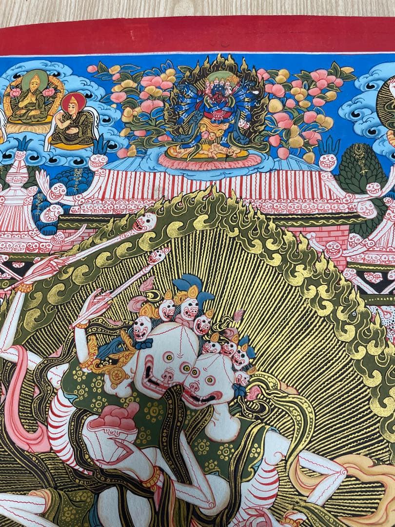 《 チベット密教　1点物 》 手描き　曼荼羅　チチパティ　スカル　髑髏　仏教