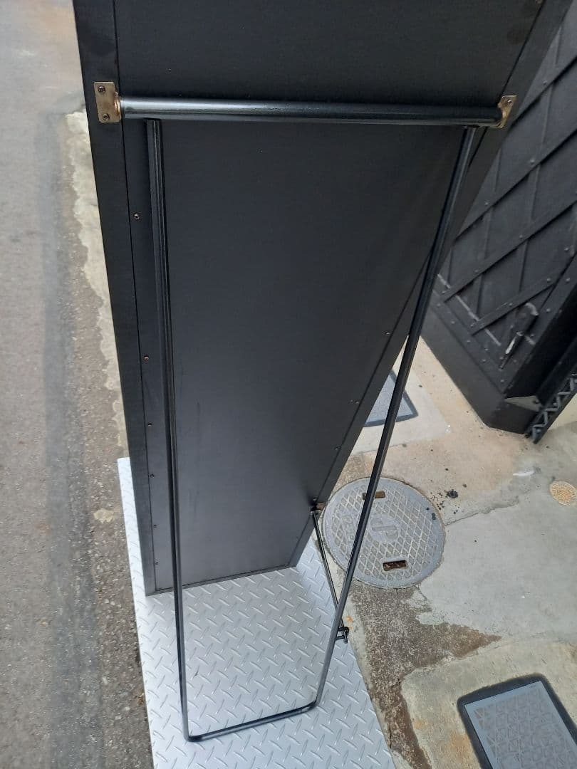 1980's　ウッド　アイアン　ブラック　ポストモダン　スタンドミラー　姿見