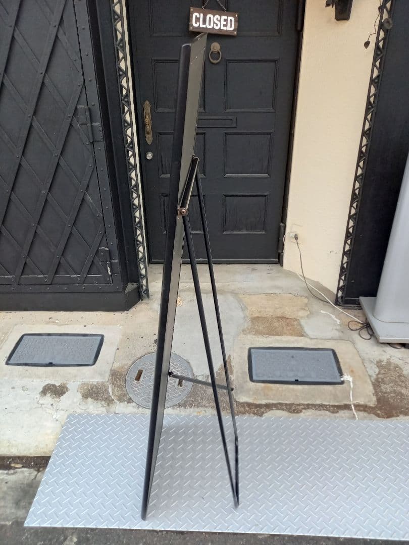 1980's　ウッド　アイアン　ブラック　ポストモダン　スタンドミラー　姿見