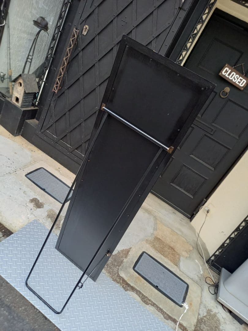 1980's　ウッド　アイアン　ブラック　ポストモダン　スタンドミラー　姿見