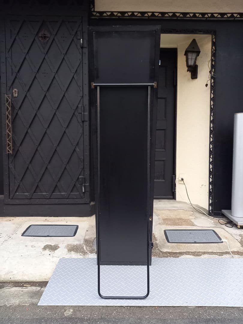 1980's　ウッド　アイアン　ブラック　ポストモダン　スタンドミラー　姿見