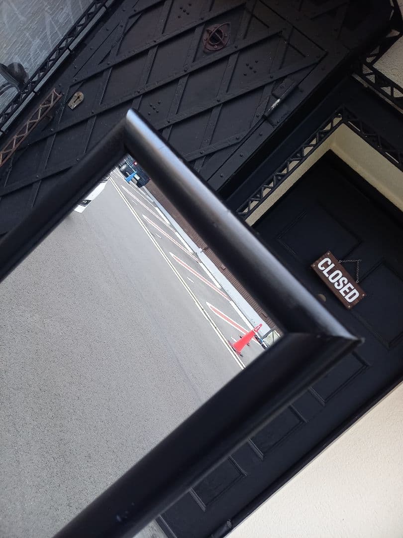 1980's　ウッド　アイアン　ブラック　ポストモダン　スタンドミラー　姿見