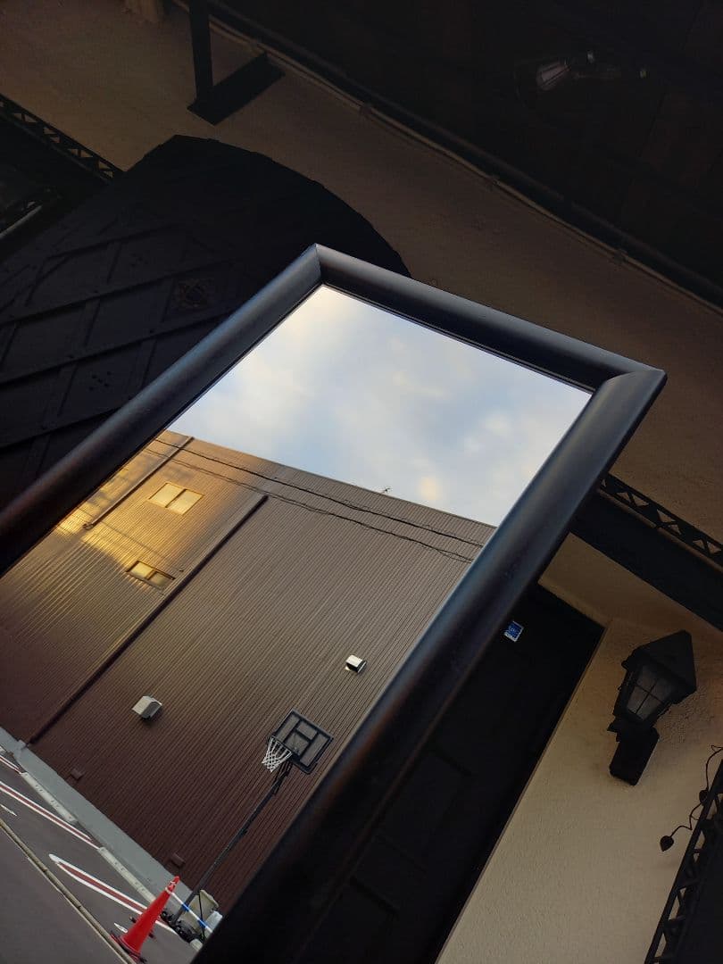 1980's　ウッド　アイアン　ブラック　ポストモダン　スタンドミラー　姿見