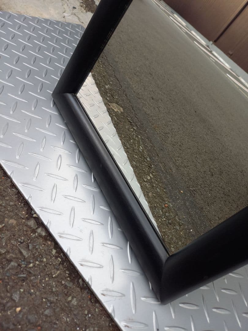 1980's　ウッド　アイアン　ブラック　ポストモダン　スタンドミラー　姿見