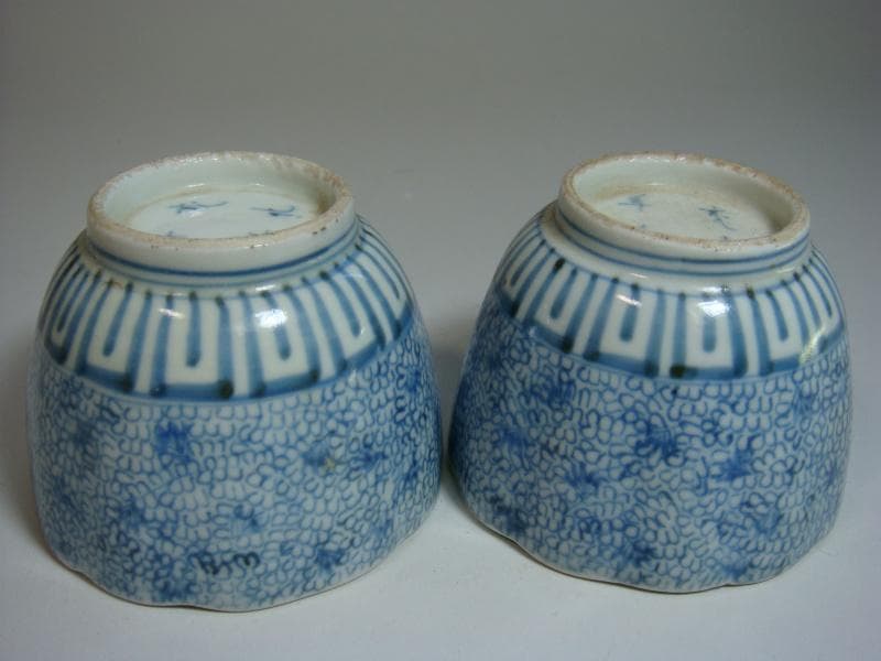 蕎麦猪口□微塵唐草紋 古伊万里染付ソバチョコ 成化年製 時代物骨董品