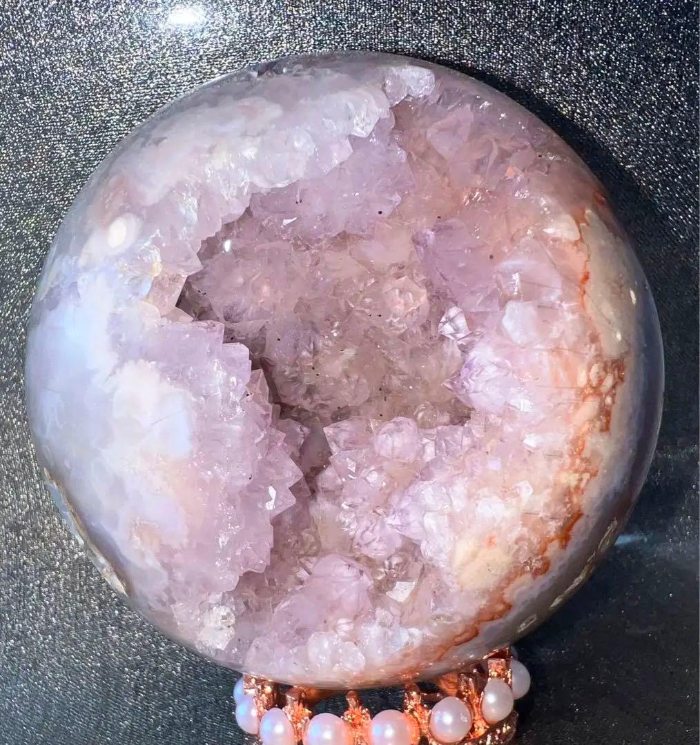 ⑪ピンクアメジスト花瑪瑙⭐️ピンクアメジスト桜瑪瑙⭐️フラワーアゲート⭐️スフィア⭐️