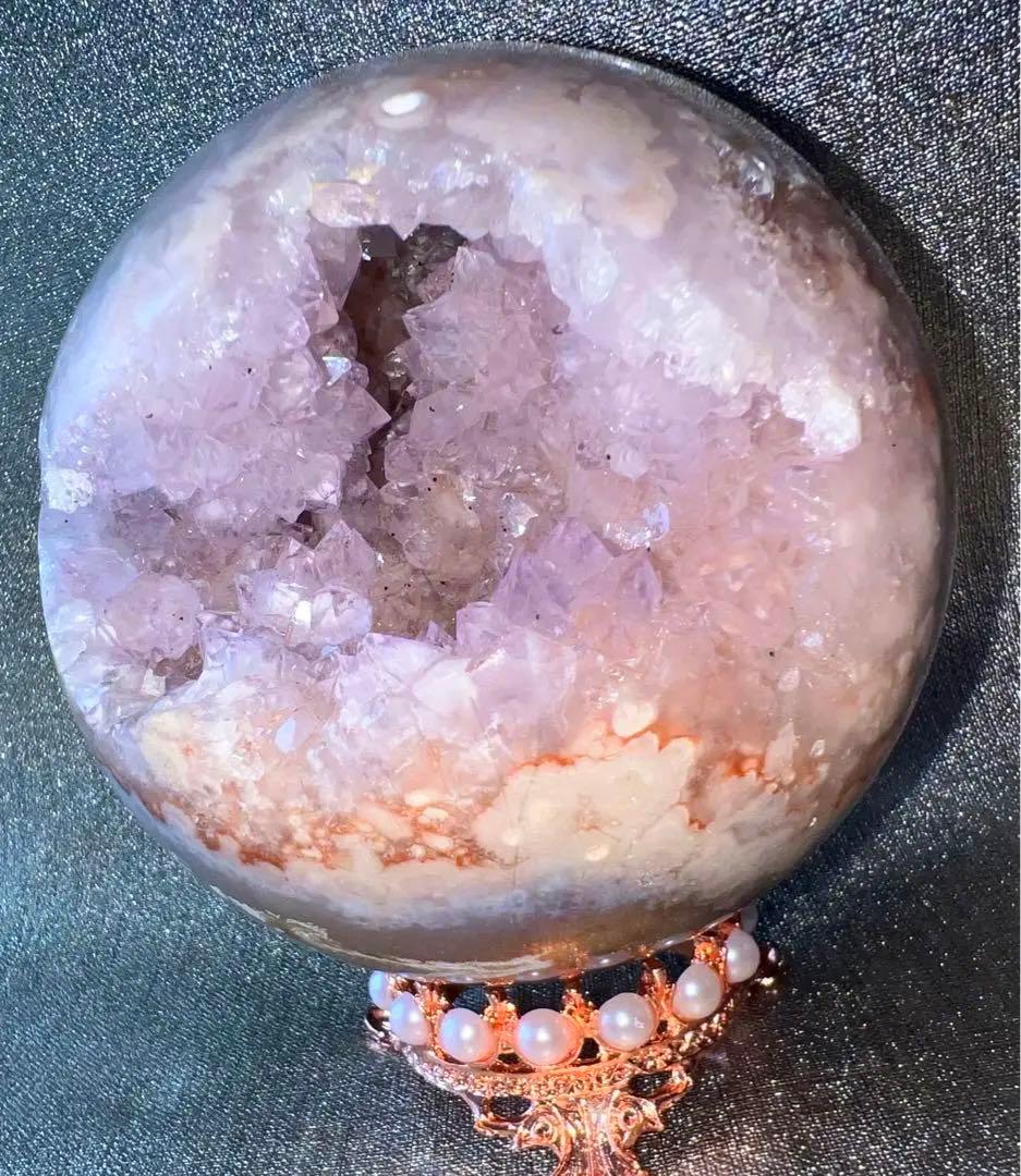 ⑪ピンクアメジスト花瑪瑙⭐️ピンクアメジスト桜瑪瑙⭐️フラワーアゲート⭐️スフィア⭐️