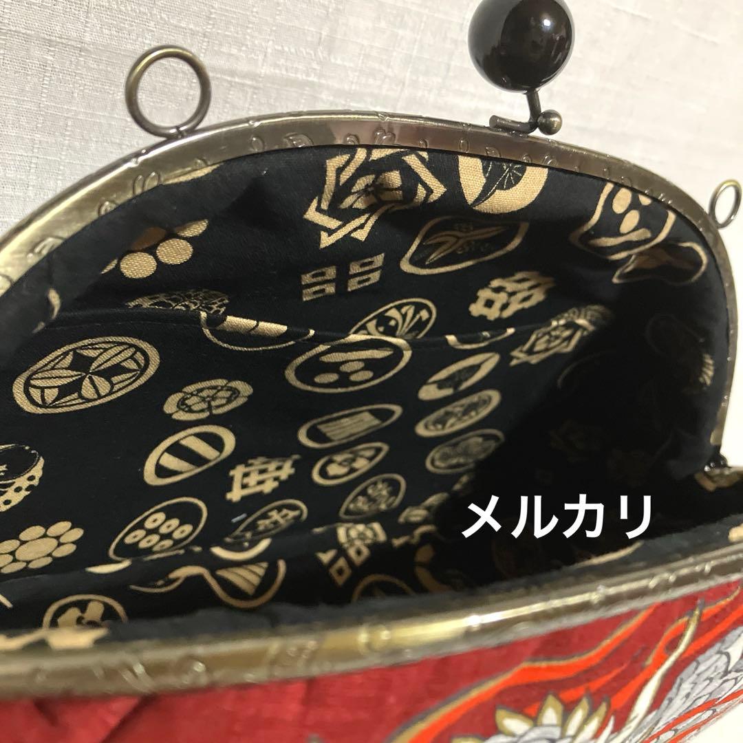 龍柄　がま口バッグ　ハンドメイド　和柄　ショルダーバッグ