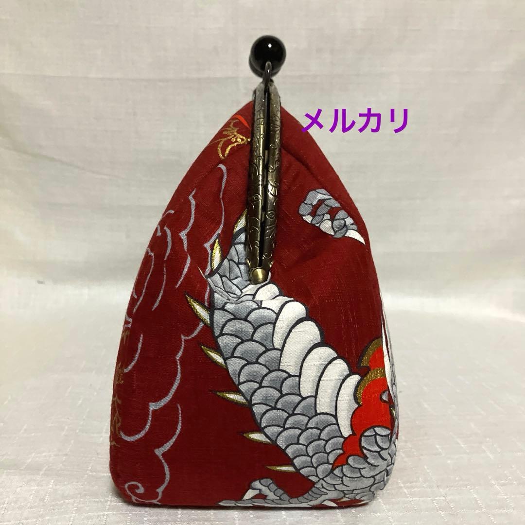 龍柄　がま口バッグ　ハンドメイド　和柄　ショルダーバッグ