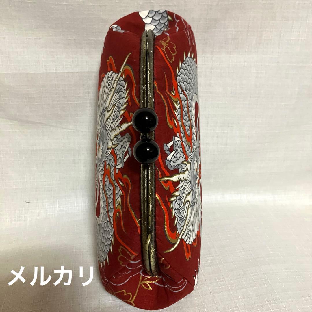 龍柄　がま口バッグ　ハンドメイド　和柄　ショルダーバッグ