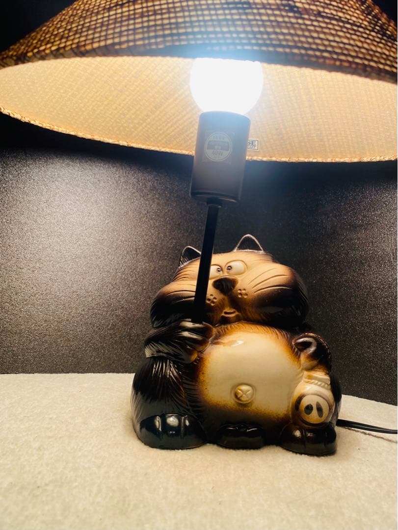 さ*き様 昭和レトロ 希少 松下電工 信楽焼たぬきランプ 縁起物 商売繁盛 ヴィ